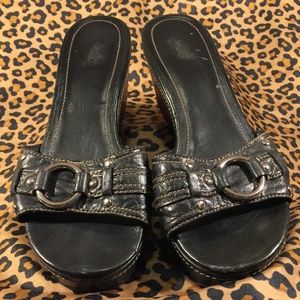 COACH JANEESA WEDGE SLIDES DARK BROWN SIZE 8.5